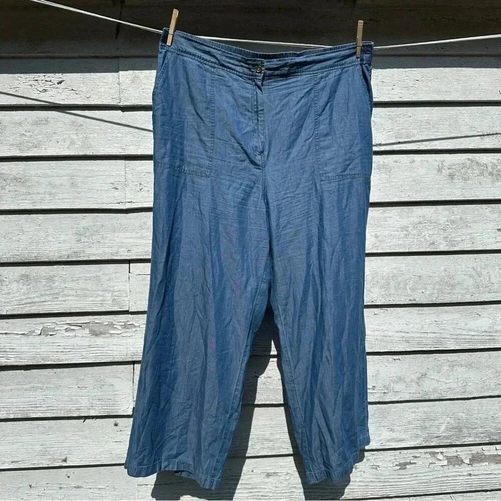 MICHAEL Michael Kors Blue Gaucho Pants Lightweight denim, casual plus size3X - Picture 4 of 11